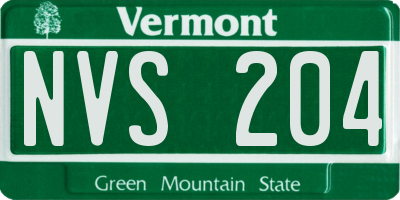 VT license plate NVS204