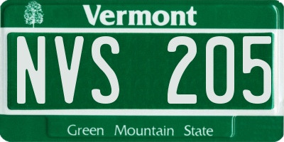 VT license plate NVS205
