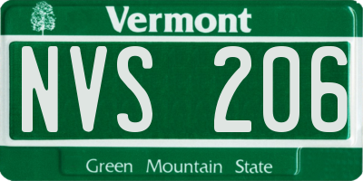 VT license plate NVS206