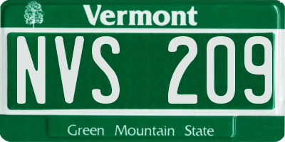 VT license plate NVS209