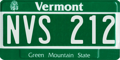 VT license plate NVS212