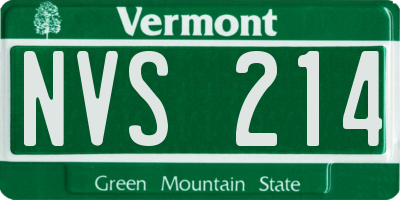 VT license plate NVS214