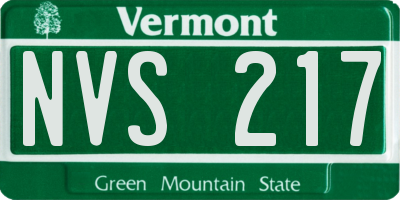 VT license plate NVS217