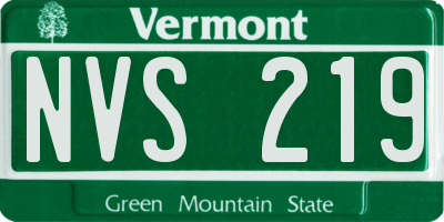 VT license plate NVS219