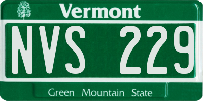 VT license plate NVS229