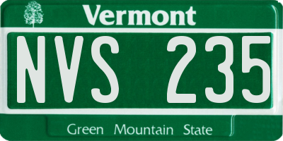 VT license plate NVS235