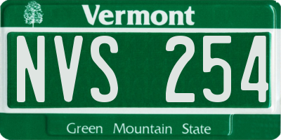 VT license plate NVS254