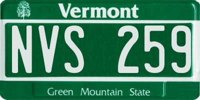 VT license plate NVS259