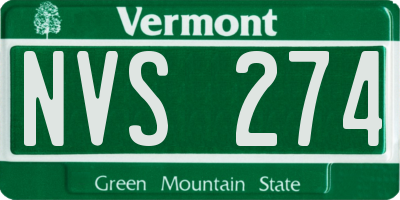 VT license plate NVS274