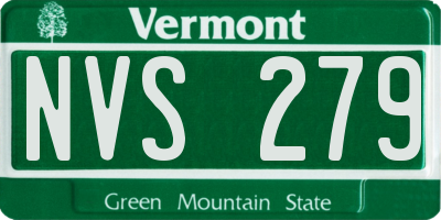VT license plate NVS279