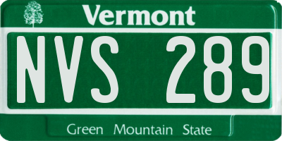 VT license plate NVS289