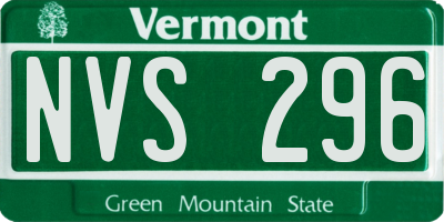 VT license plate NVS296