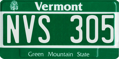 VT license plate NVS305