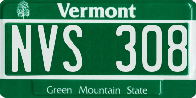 VT license plate NVS308