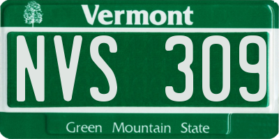 VT license plate NVS309