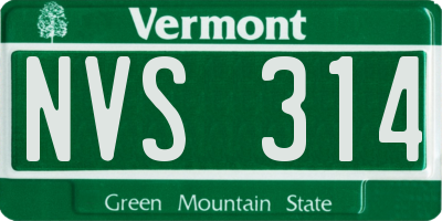 VT license plate NVS314