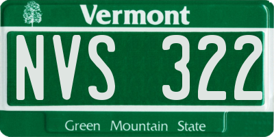 VT license plate NVS322