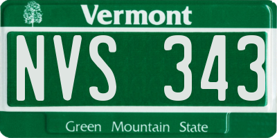 VT license plate NVS343