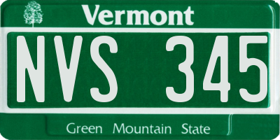 VT license plate NVS345