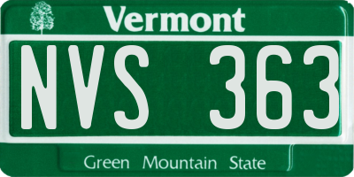 VT license plate NVS363