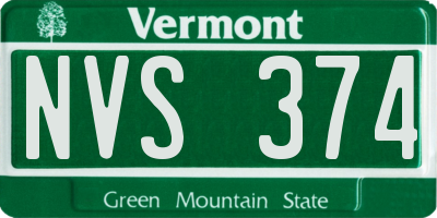 VT license plate NVS374