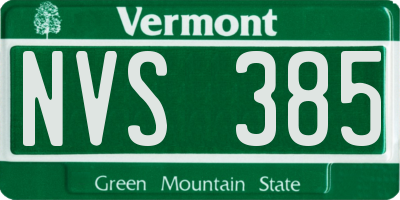 VT license plate NVS385