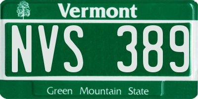 VT license plate NVS389