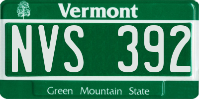 VT license plate NVS392