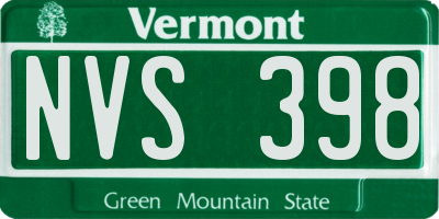 VT license plate NVS398