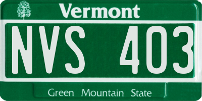 VT license plate NVS403