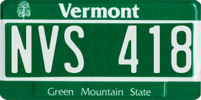 VT license plate NVS418