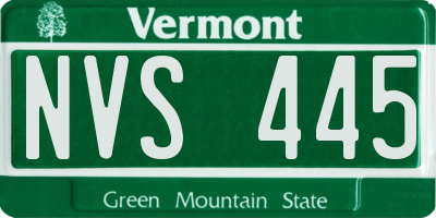 VT license plate NVS445