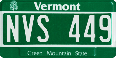 VT license plate NVS449
