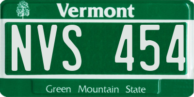 VT license plate NVS454
