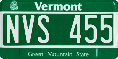 VT license plate NVS455