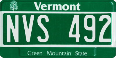 VT license plate NVS492