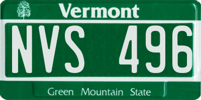 VT license plate NVS496