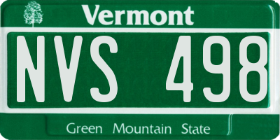 VT license plate NVS498