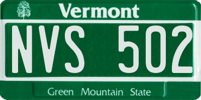 VT license plate NVS502