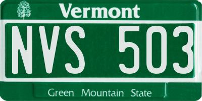 VT license plate NVS503
