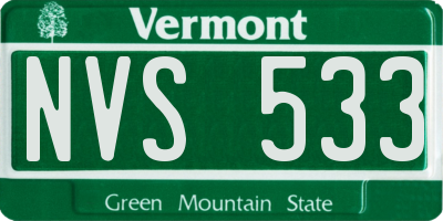 VT license plate NVS533