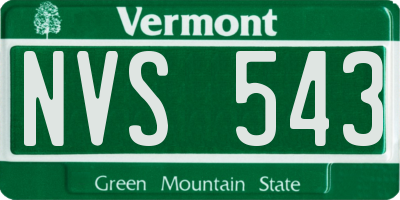 VT license plate NVS543