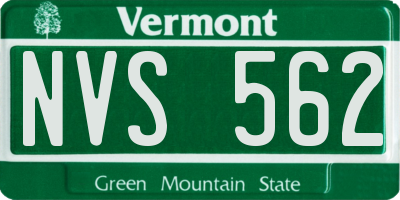 VT license plate NVS562