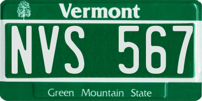 VT license plate NVS567