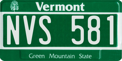 VT license plate NVS581