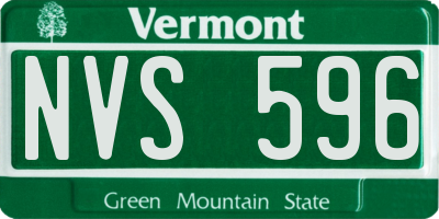 VT license plate NVS596