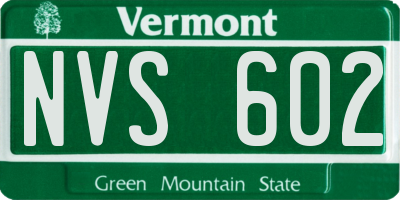 VT license plate NVS602