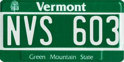 VT license plate NVS603