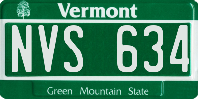 VT license plate NVS634