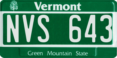 VT license plate NVS643
